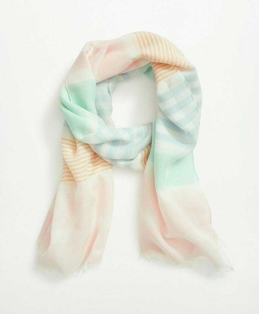 Cotton Striped Fringed Scarf, image 1