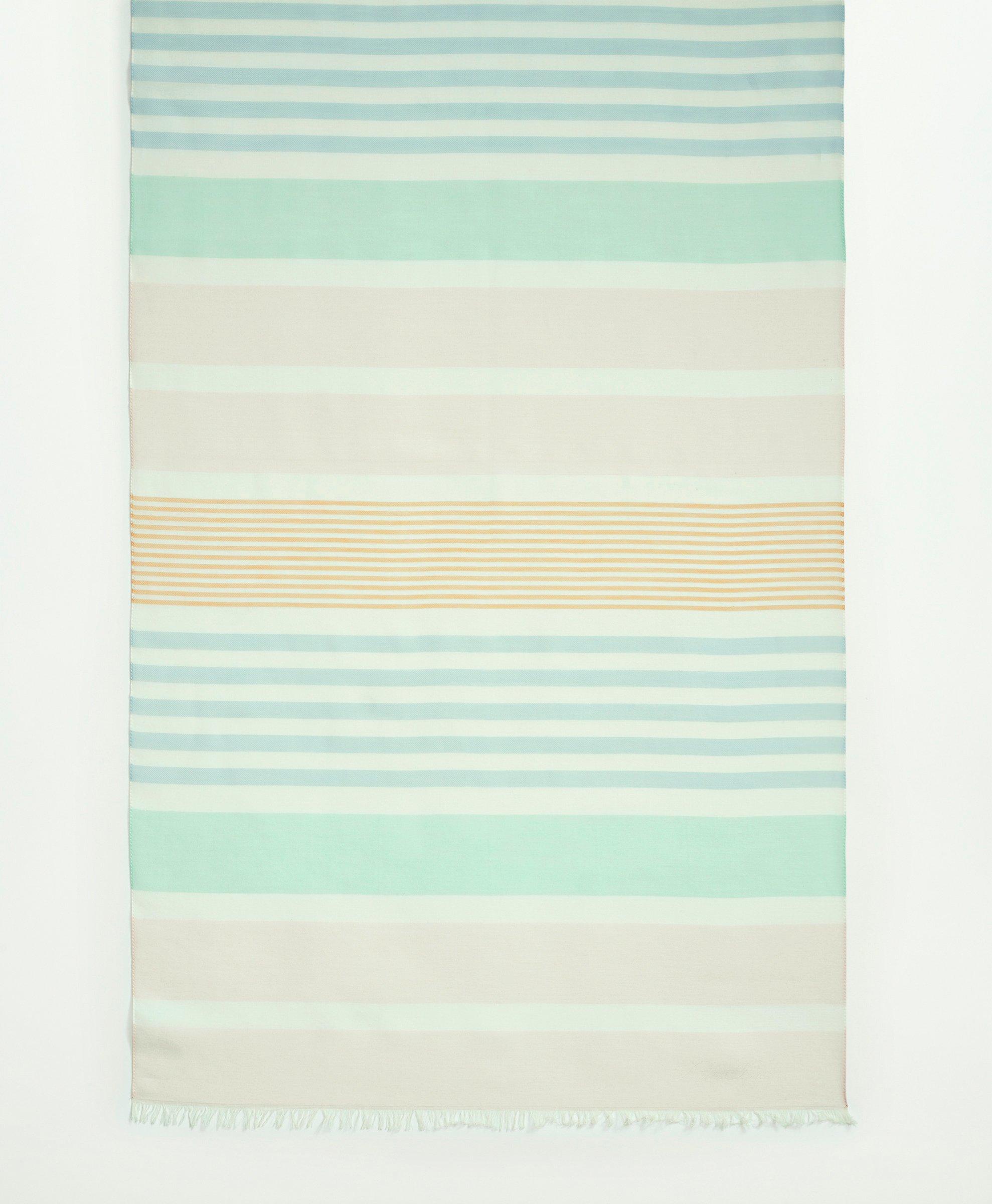Cotton Striped Fringed Scarf, image 2