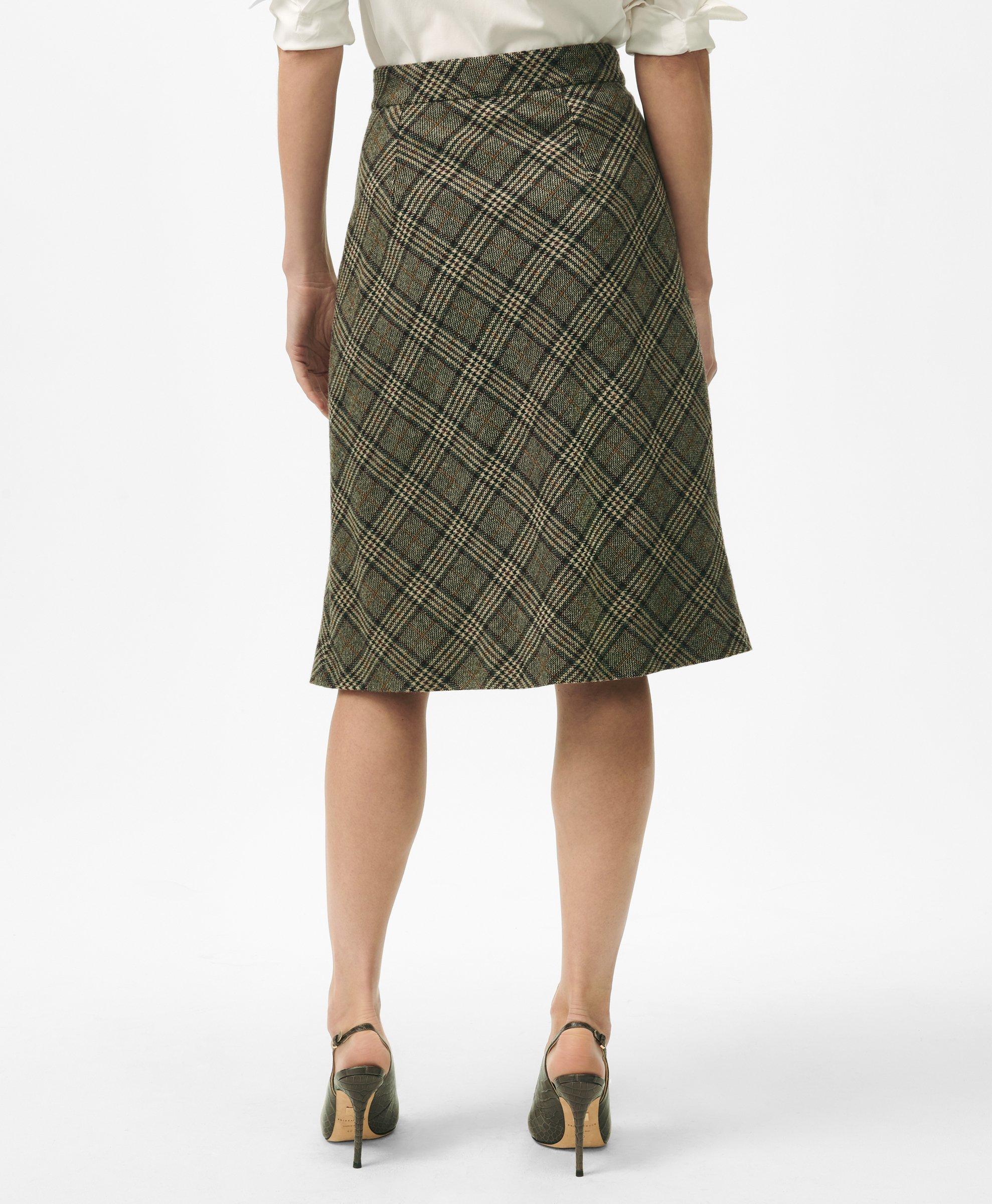 A Line Skirt in Glen Plaid Wool