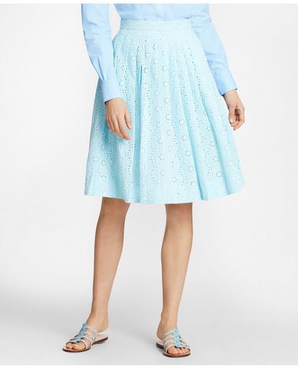 Cotton Eyelet Pleated Skirt, image 1