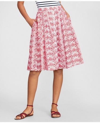 Cotton Eyelet Pleated Skirt, image 1