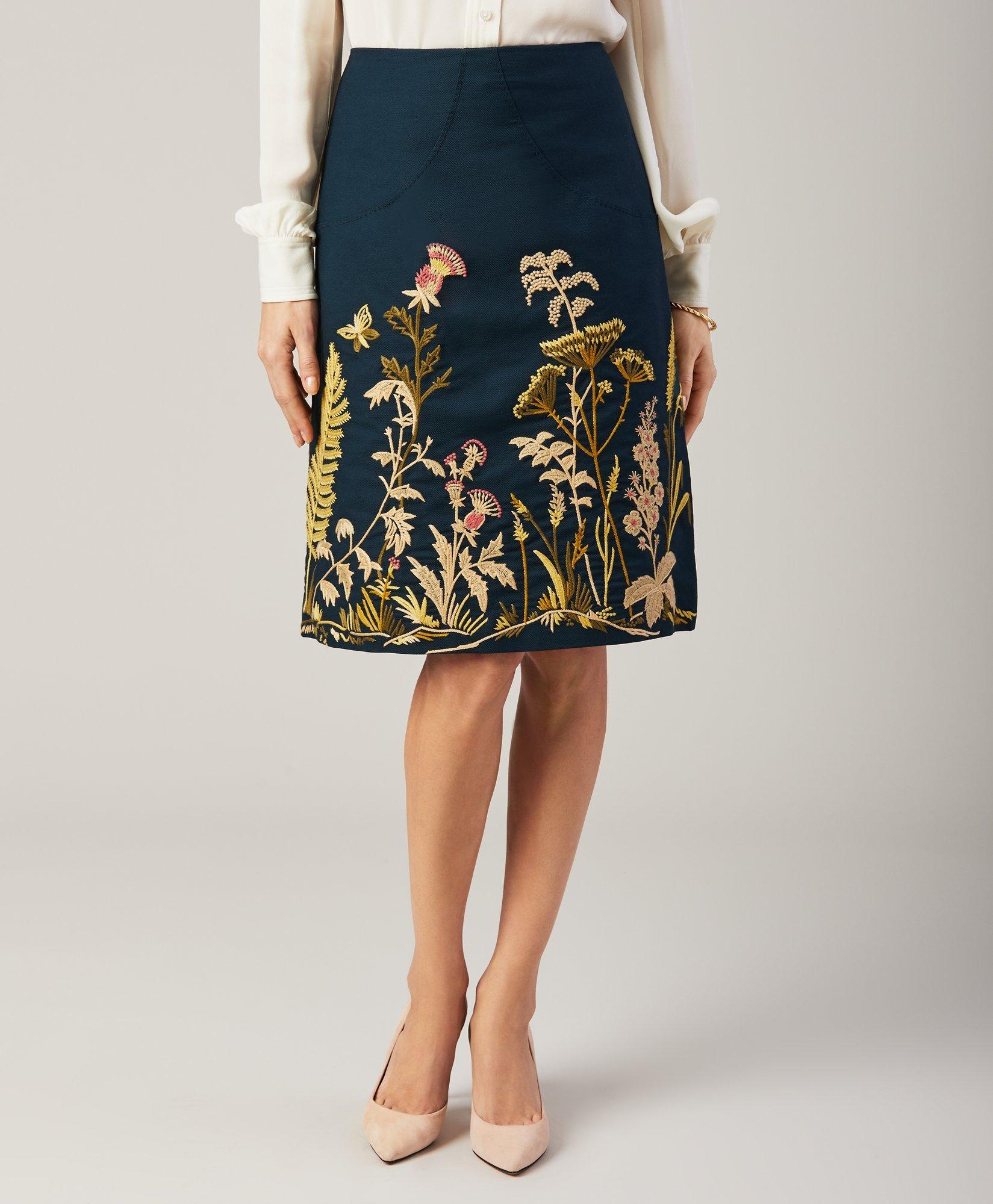 Cotton shop embroidered skirt