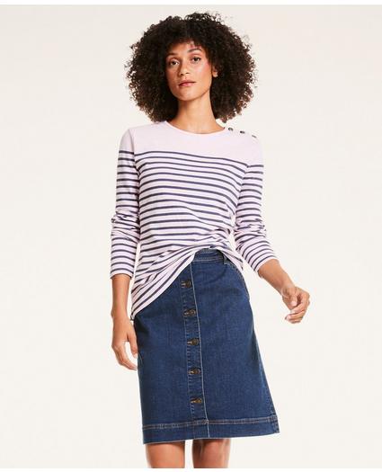 Denim Button-Front A-Line Skirt, image 2