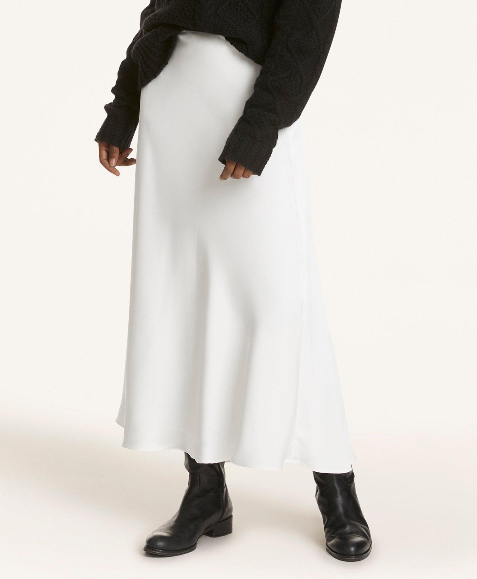 White satin outlet bias cut skirt