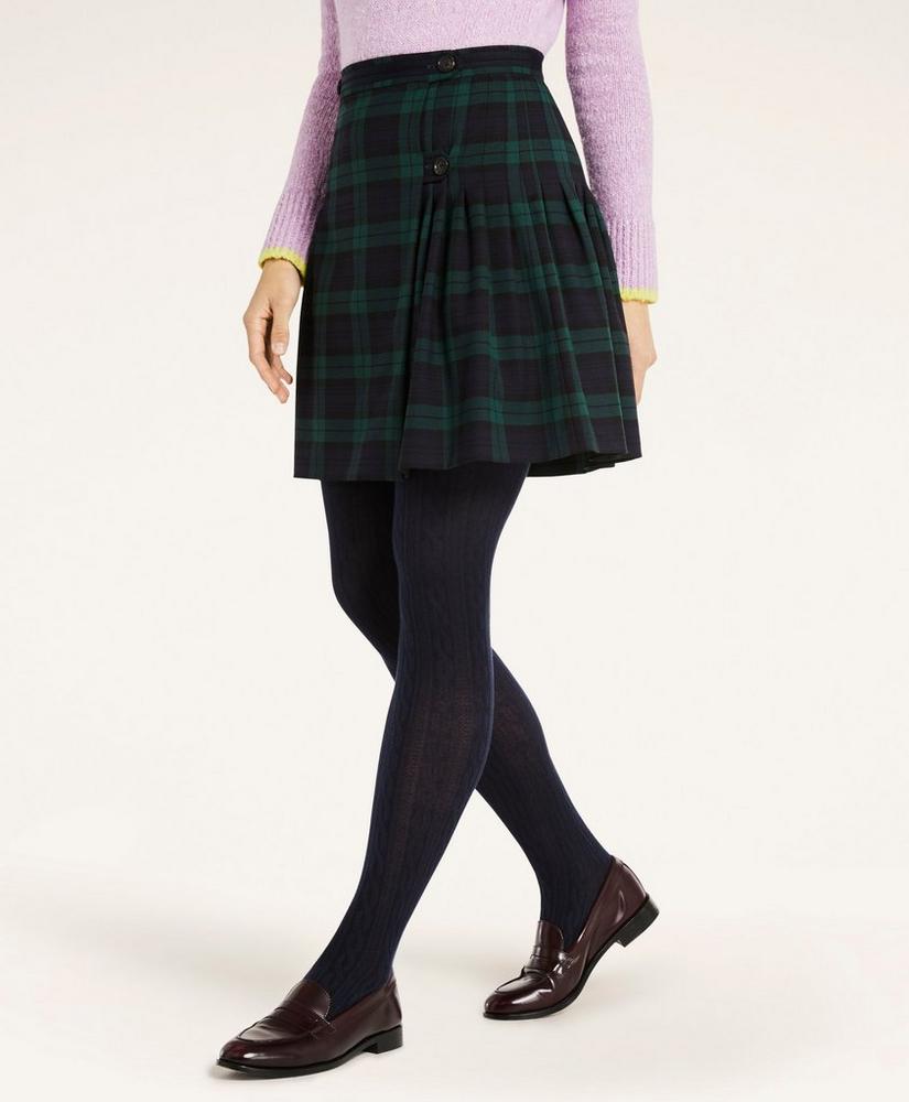 Black Watch Tartan Twill Pleated Skirt, image 2
