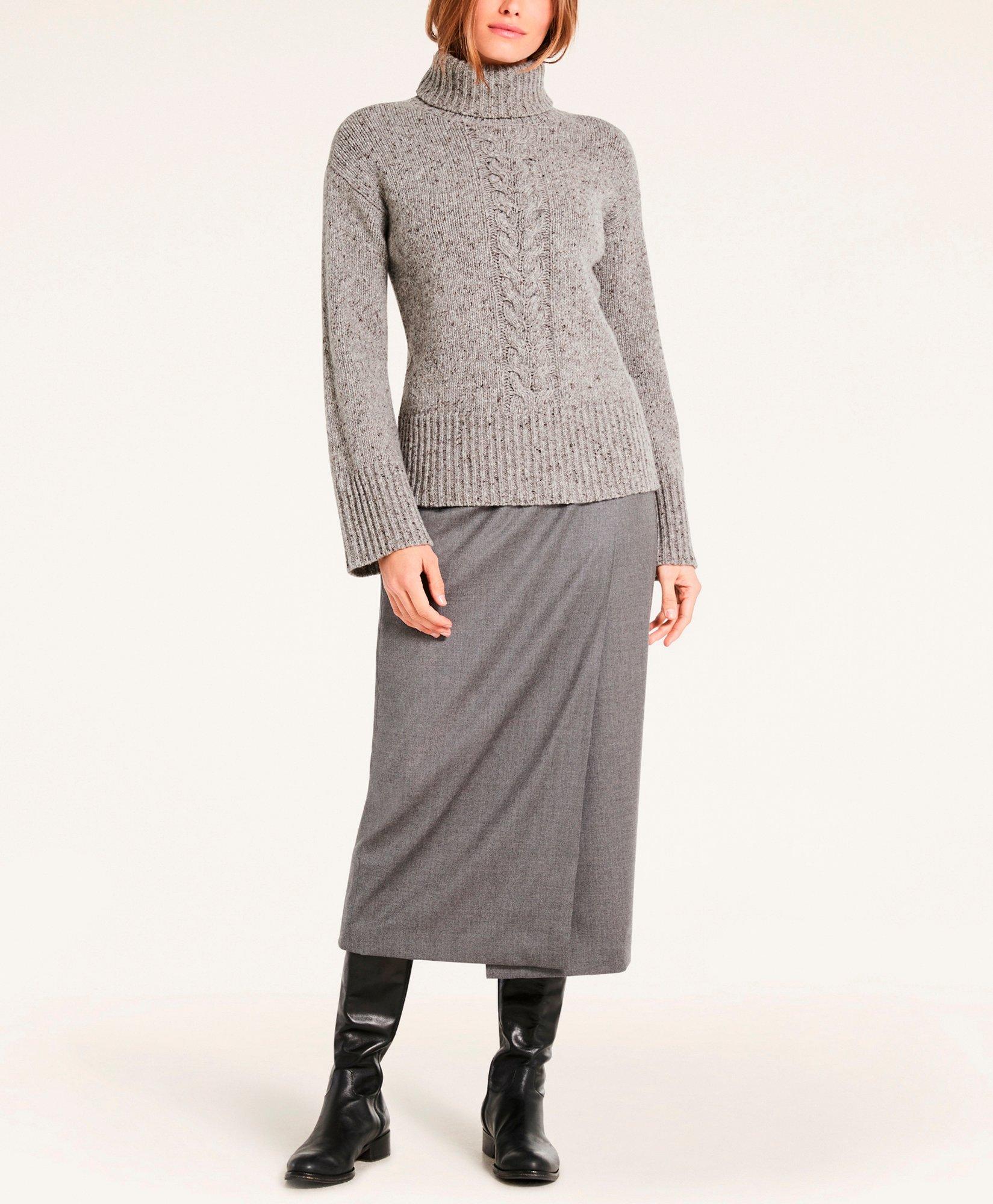 Stretch Wool Flannel Wrap Skirt