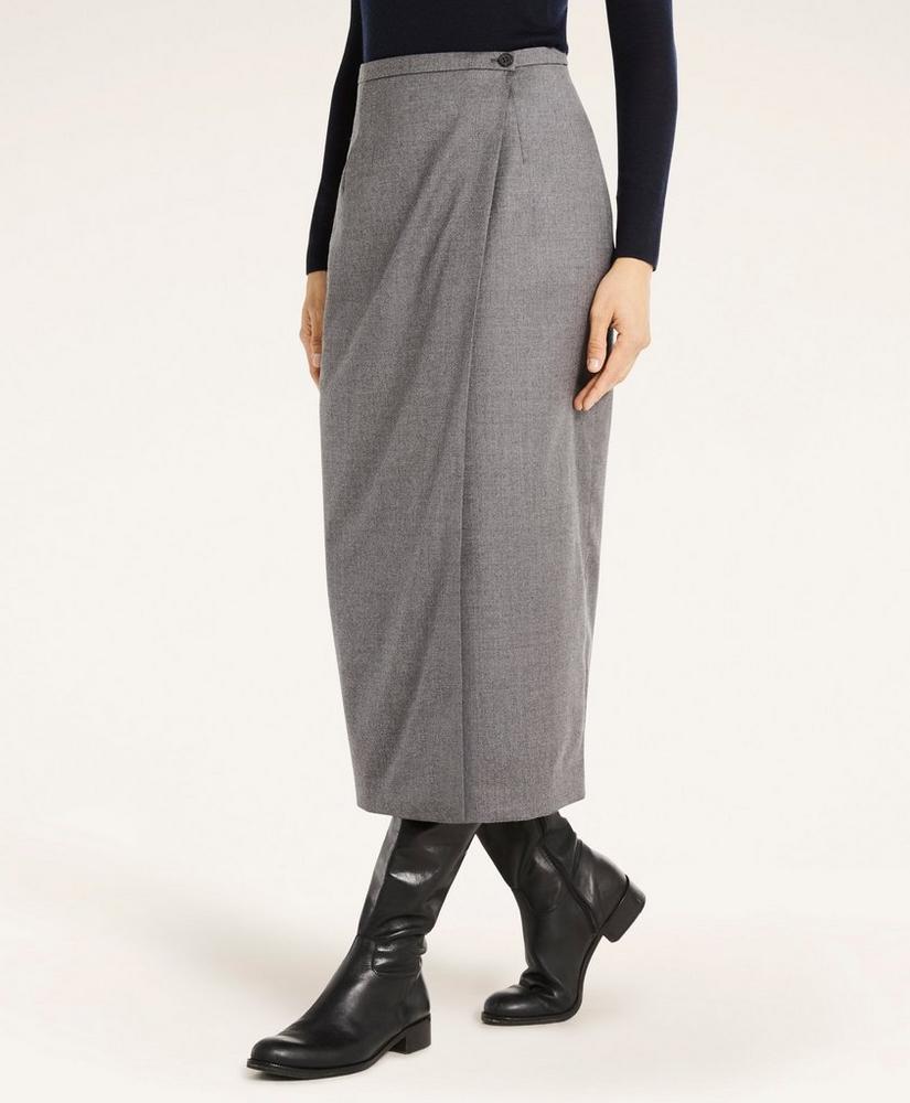 Stretch Wool Flannel Wrap Skirt, image 3