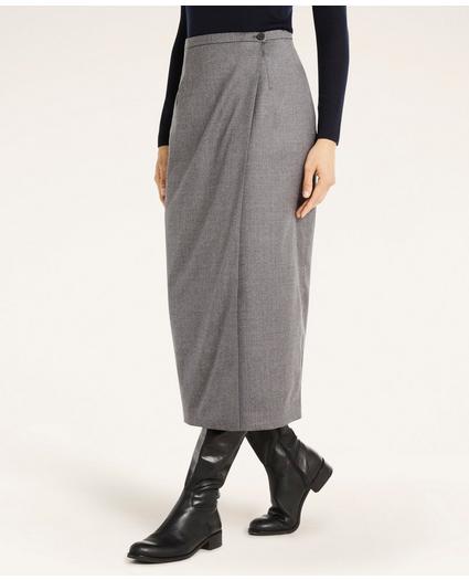 Stretch Wool Flannel Wrap Skirt, image 3