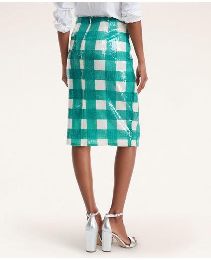 Gingham Sequin Pencil Skirt, image 3