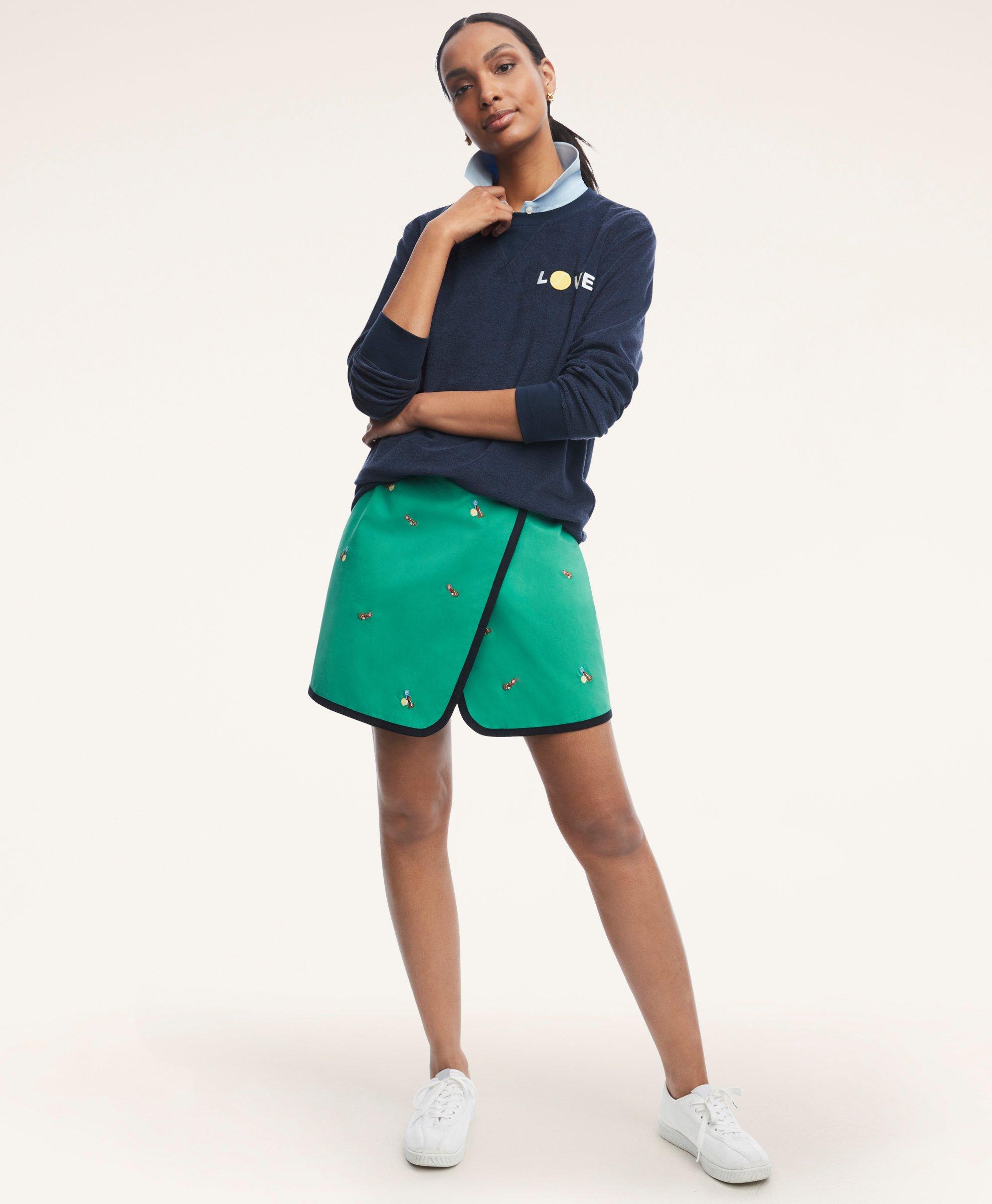 Reversible Print-Embroidered Tennis Skirt