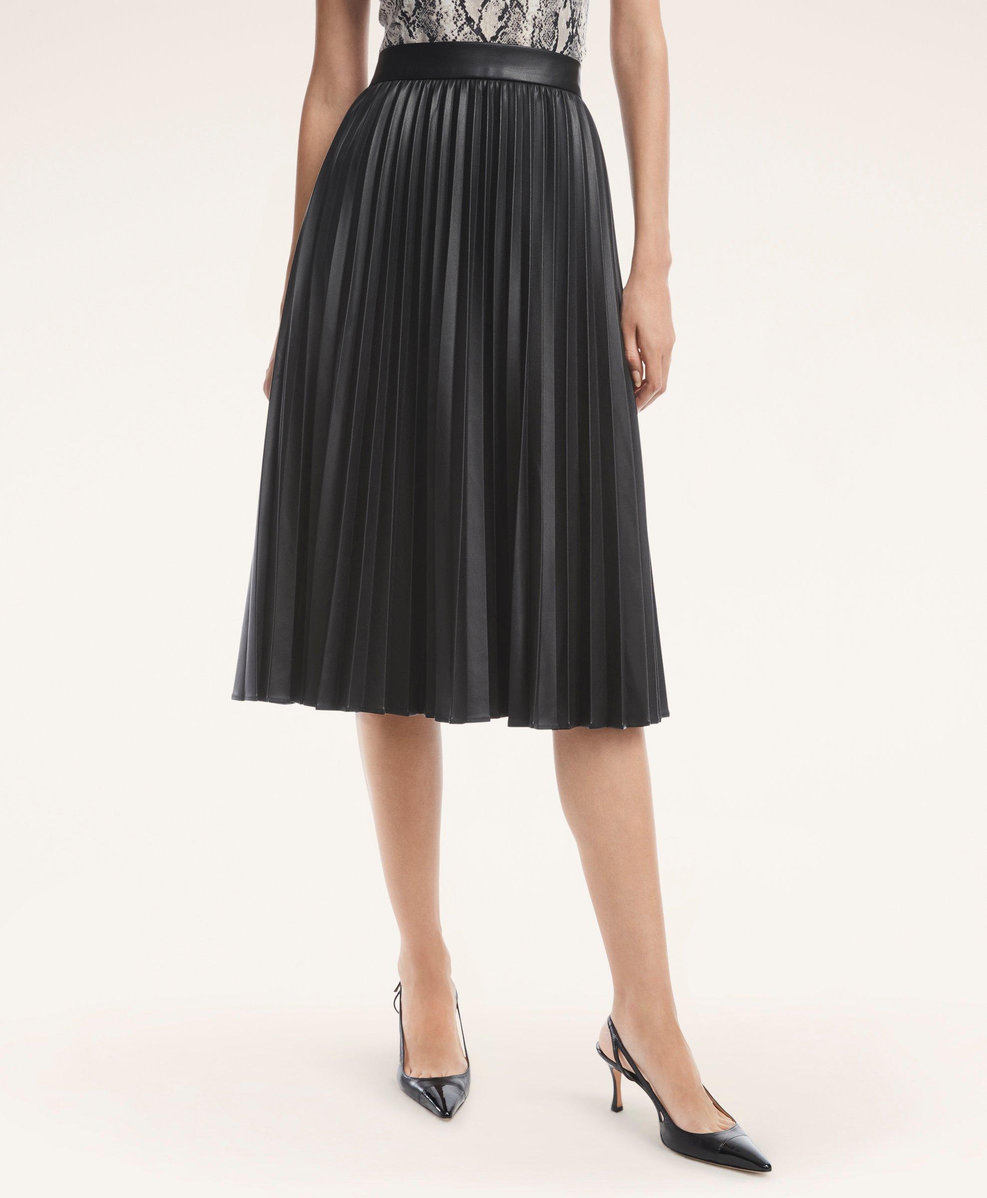 Oasis black faux leather pleated midi skirt sale