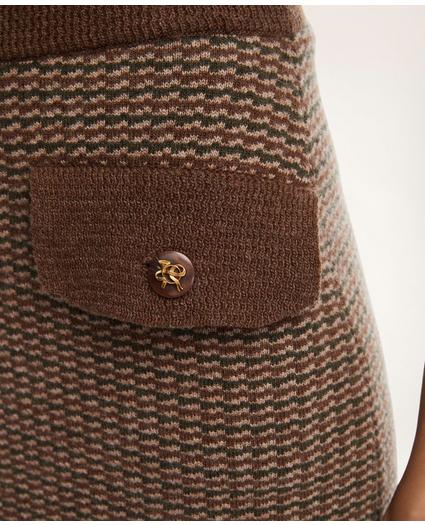 Merino Wool Double Knit Houndstooth Skirt, image 3
