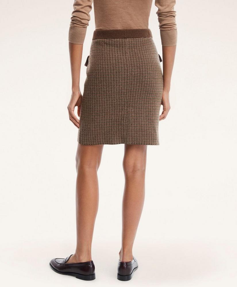 Merino Wool Double Knit Houndstooth Skirt, image 4