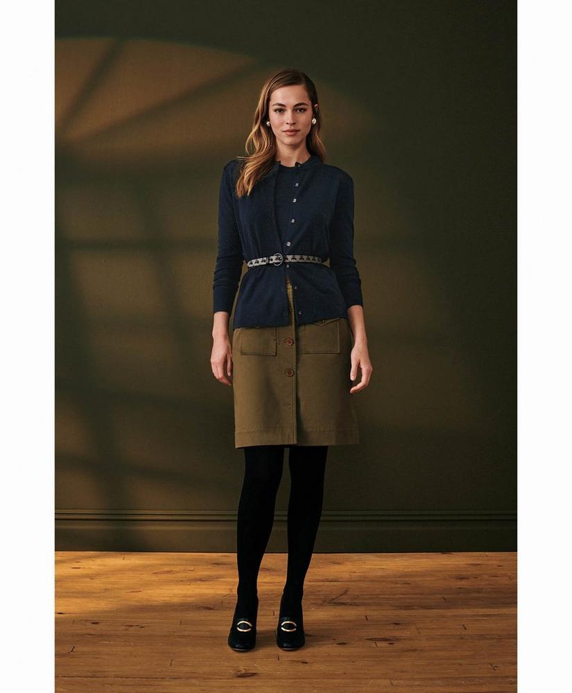 Stretch Cotton Buttoned Twill Skirt, image 3
