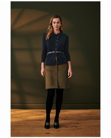 Stretch Cotton Buttoned Twill Skirt, image 3