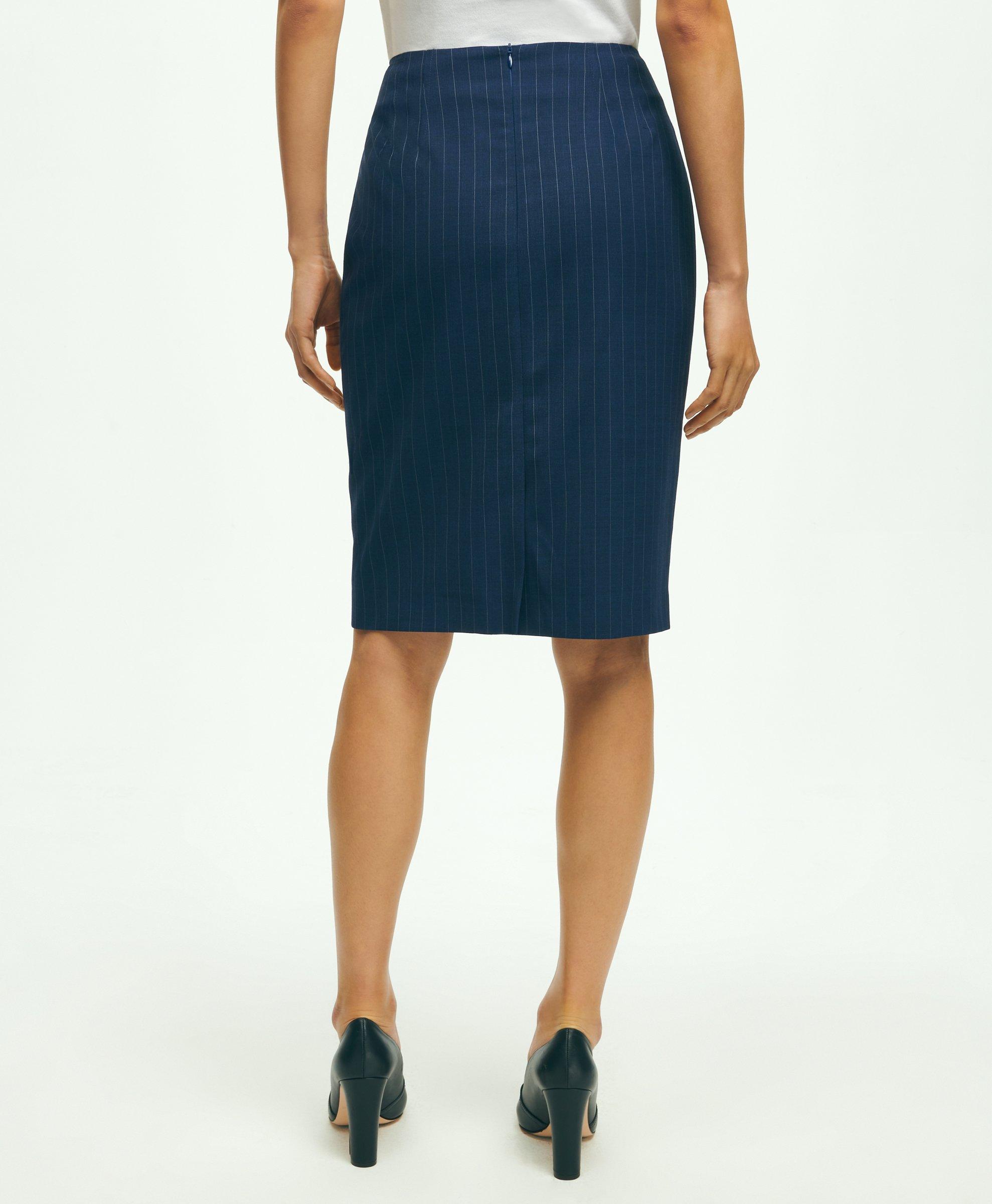 Wool Pinstripe Pencil Skirt