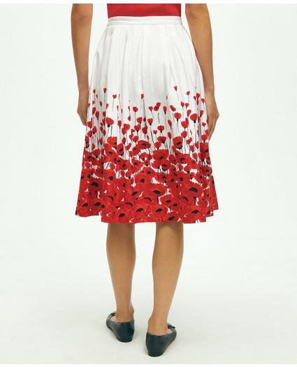Stretch Cotton Poppy Print Flare Skirt, image 3