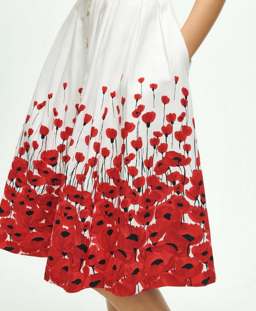 Stretch Cotton Poppy Print Flare Skirt, image 4
