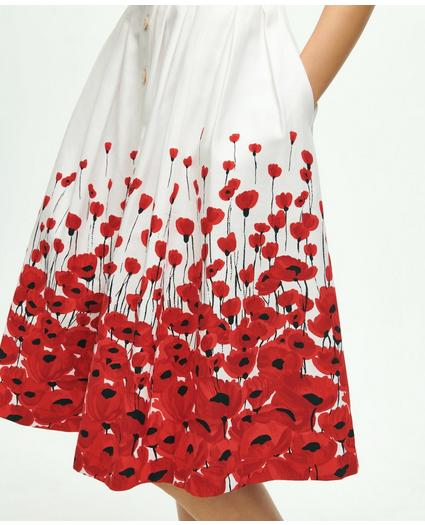Stretch Cotton Poppy Print Flare Skirt, image 4