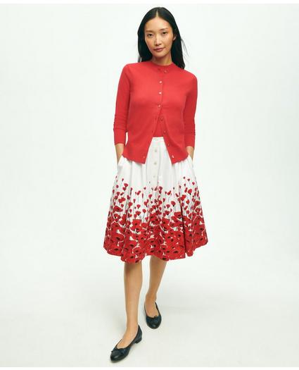 Stretch Cotton Poppy Print Flare Skirt, image 5