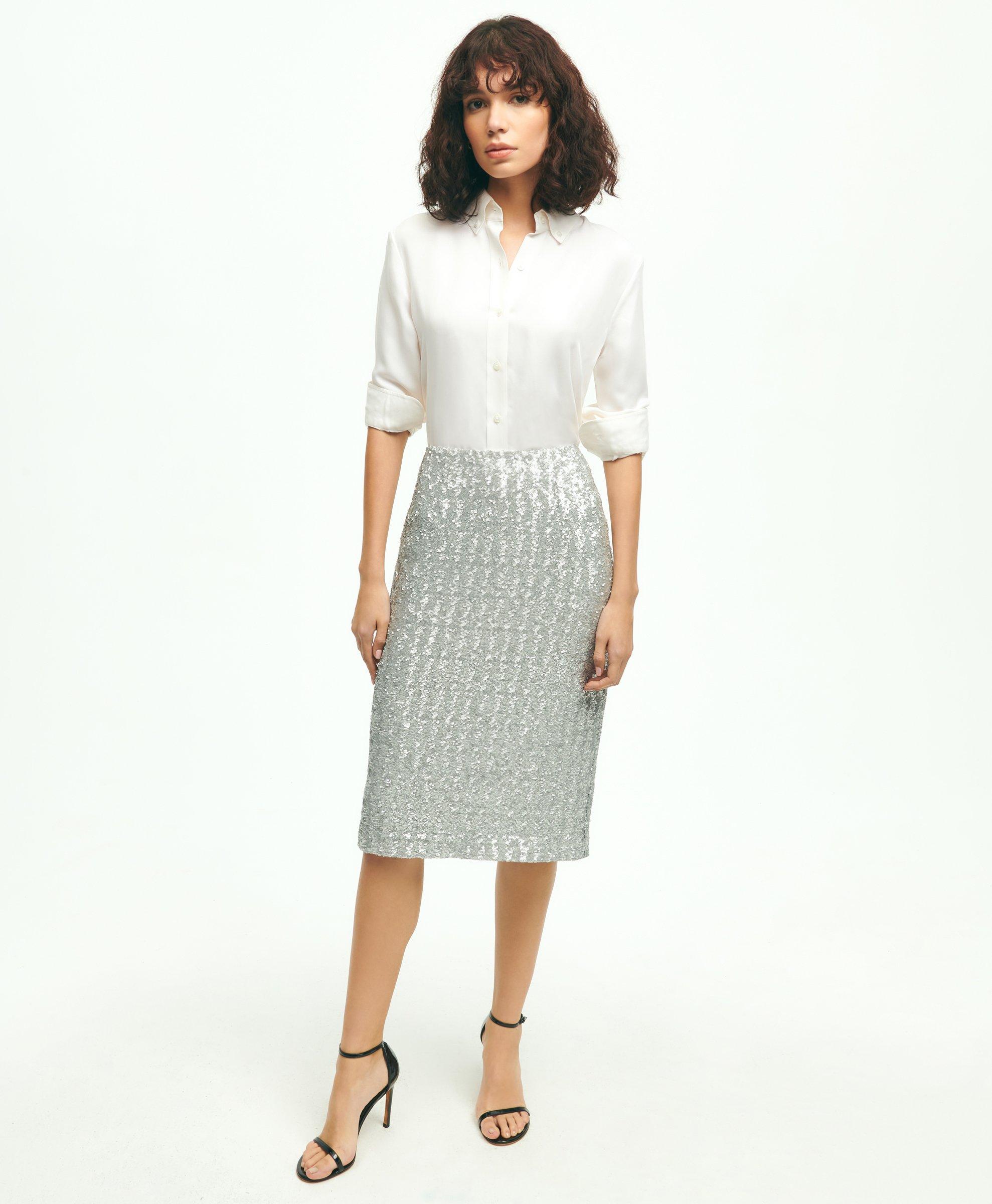 Sequin pencil clearance skirt with pockets