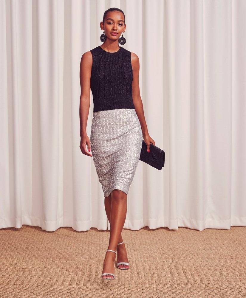 Knit Sequin Pencil Skirt, image 2