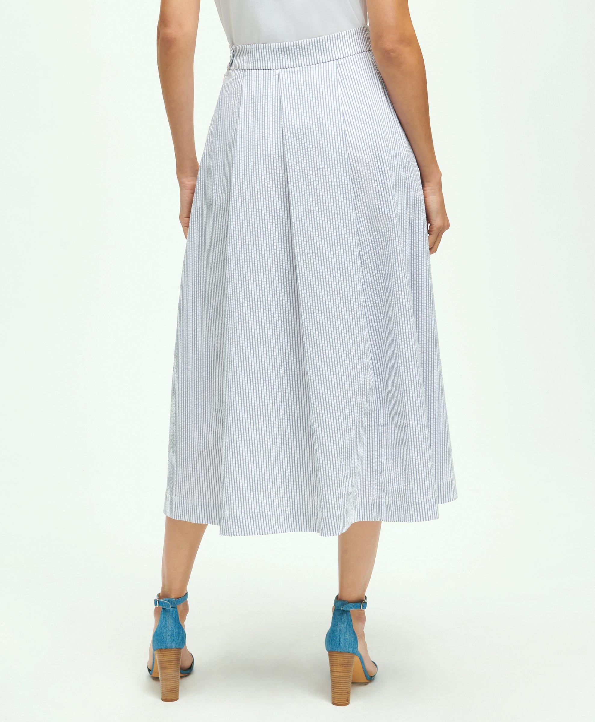 Stretch Cotton Seersucker Circle Skirt, image 3