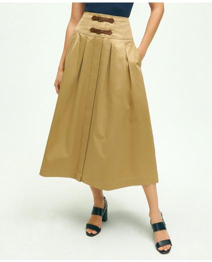 Cotton Twill Belt Detail Circle Skirt, image 1