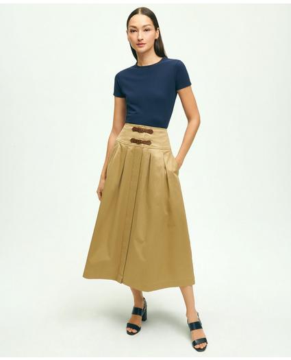 Cotton Twill Belt Detail Circle Skirt, image 3