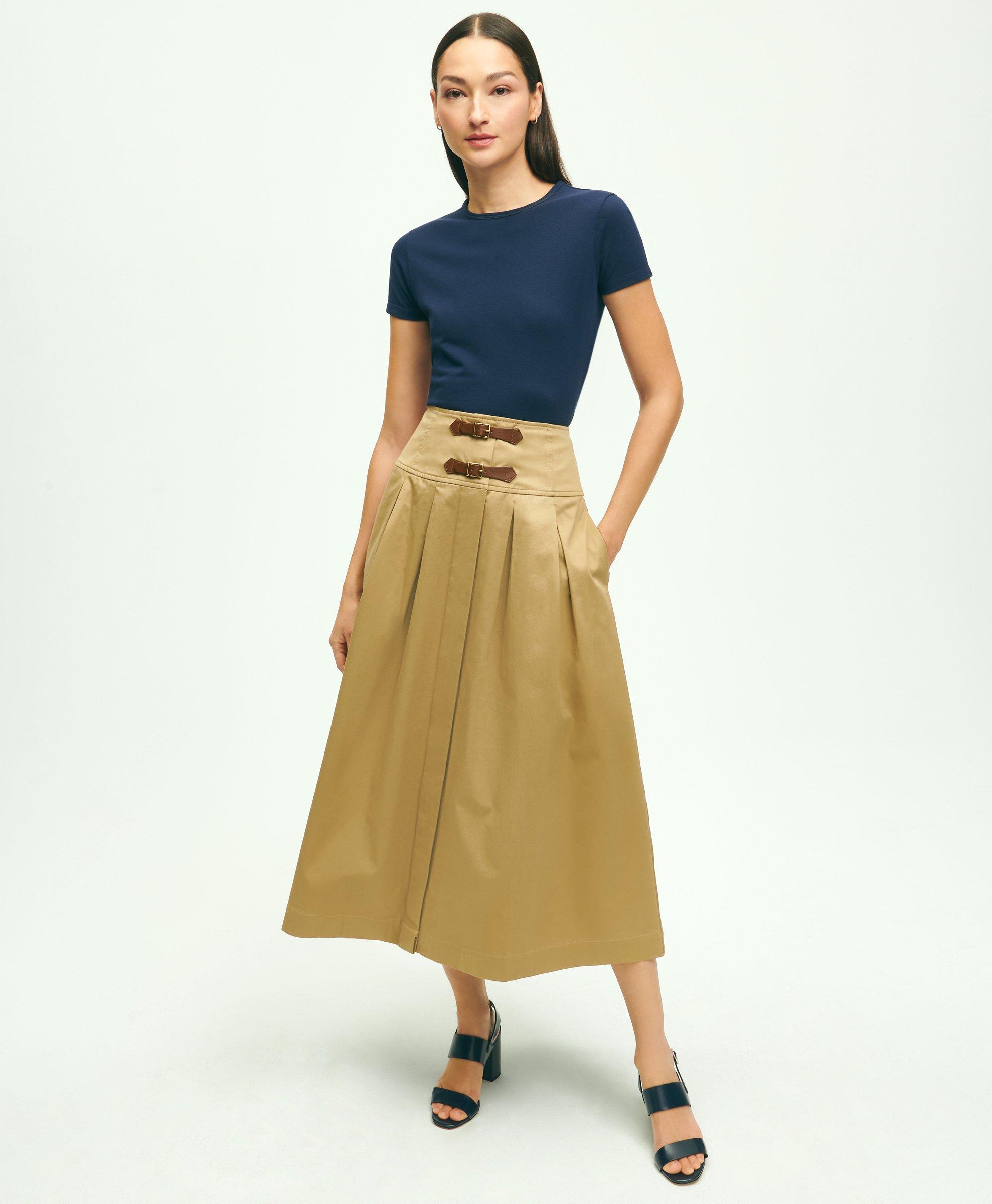 Cotton Twill Belt Detail Circle Skirt