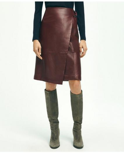 Leather Lambskin High Waisted A-Line Skirt, image 1