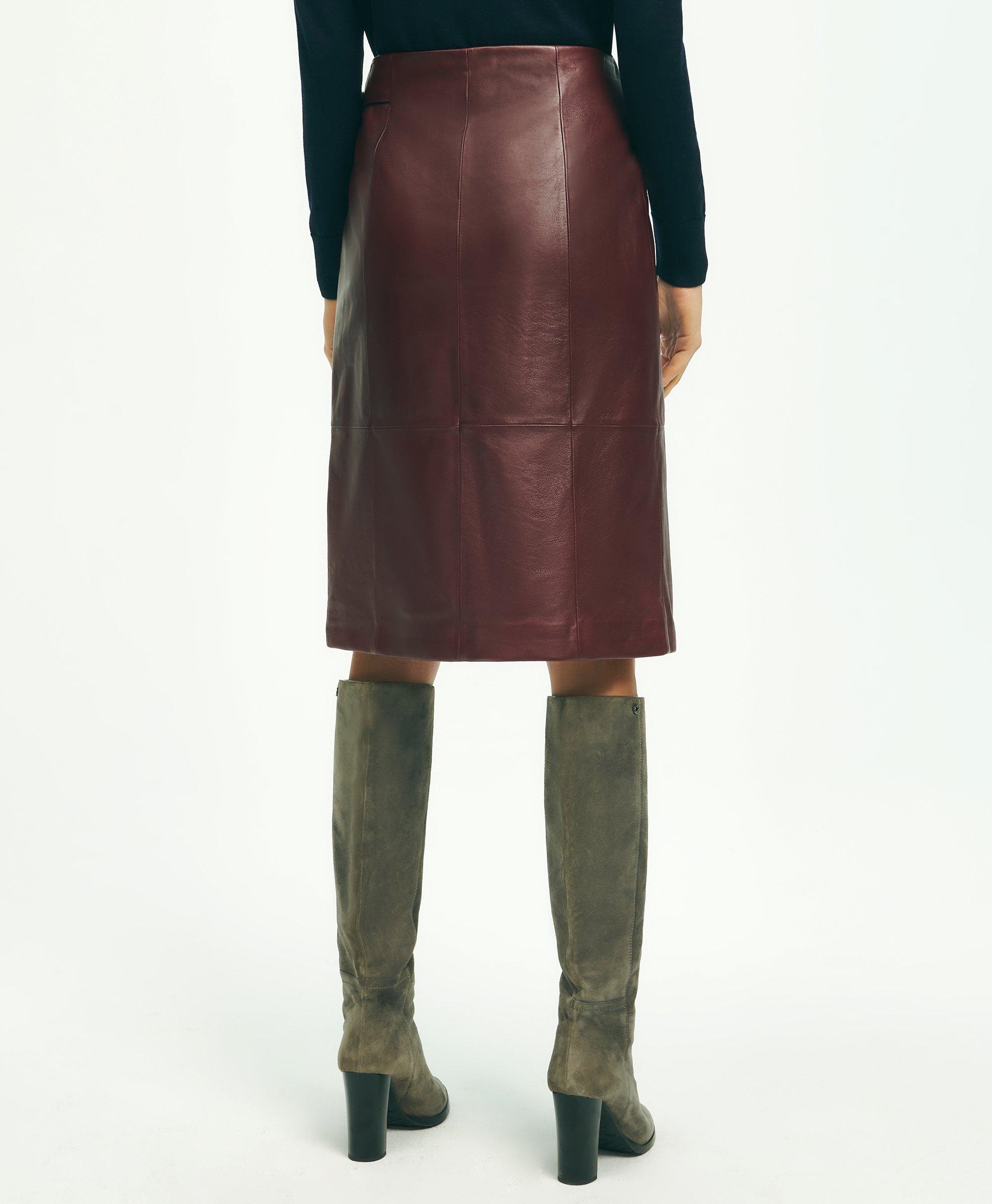 Burgundy high outlet waisted leather skirt