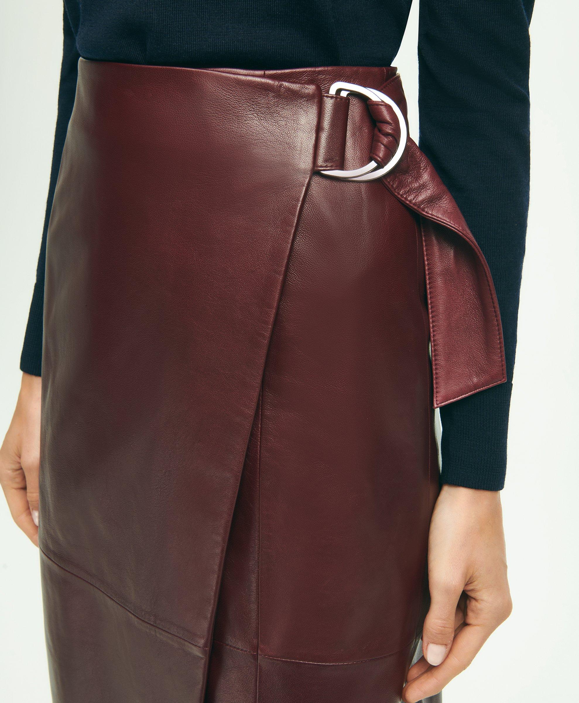 Burgundy high waisted outlet leather skirt