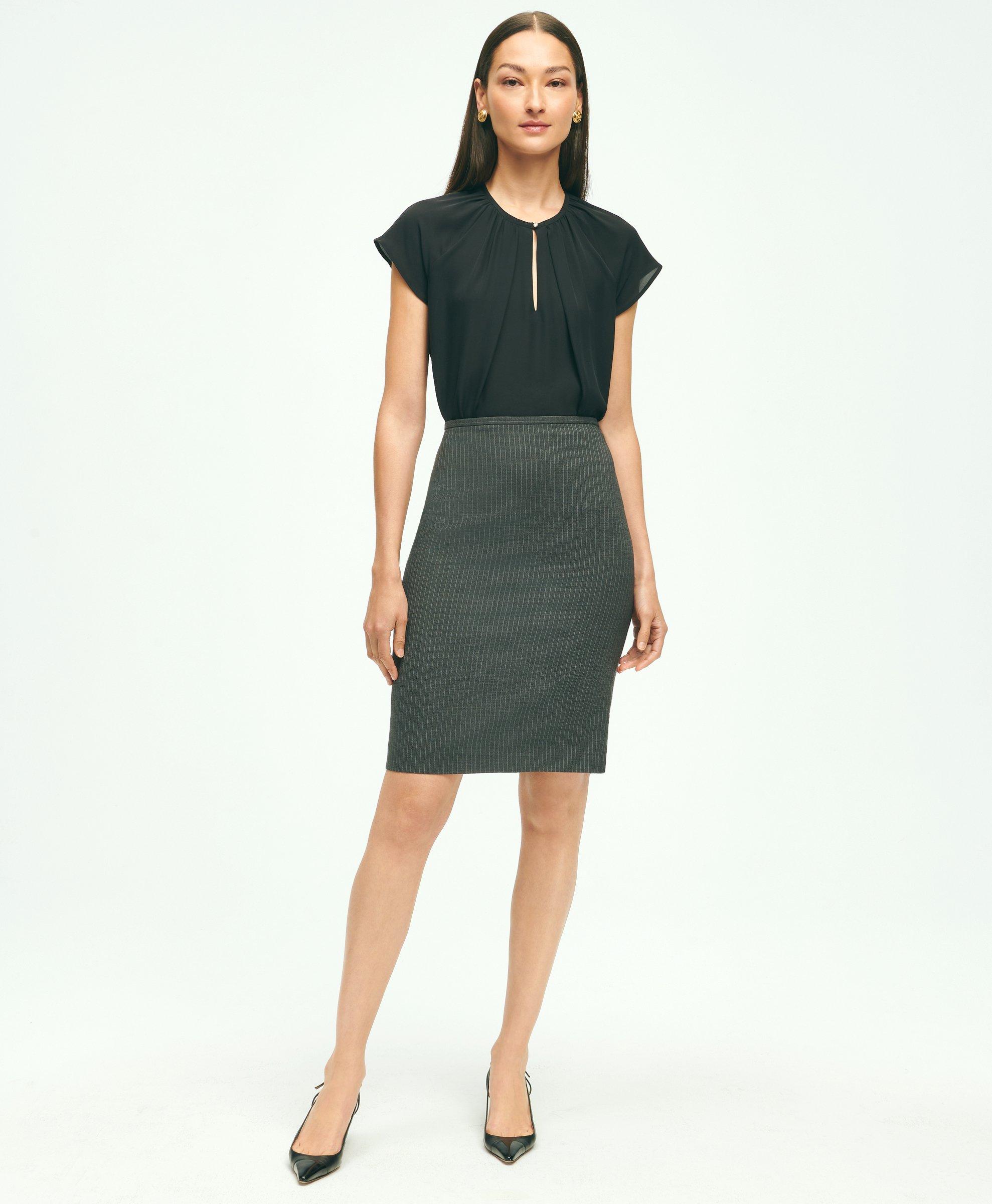 Grey pinstripe shop pencil skirt