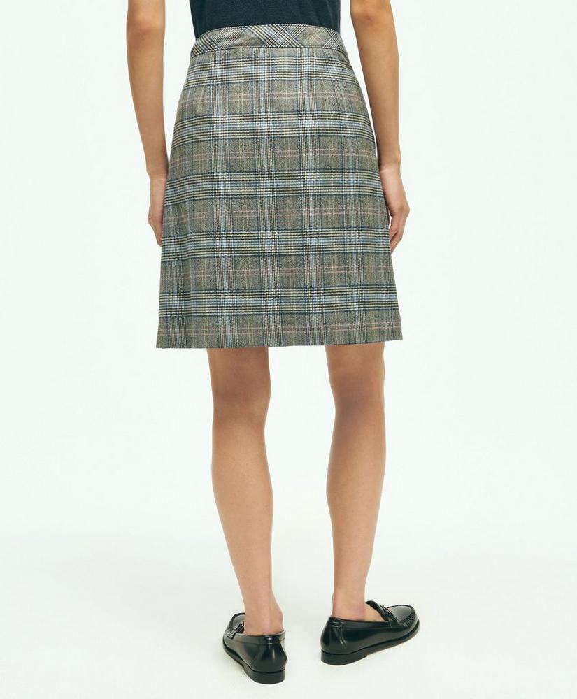 Stretch Wool Prince of Wales A-Line Pleated Skirt, image 4