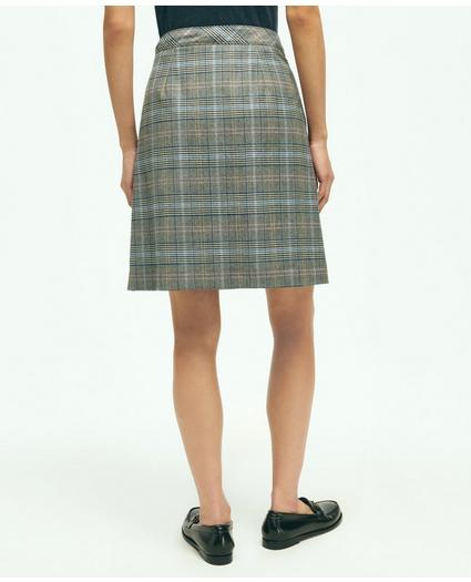 Stretch Wool Prince of Wales A-Line Pleated Skirt, image 4