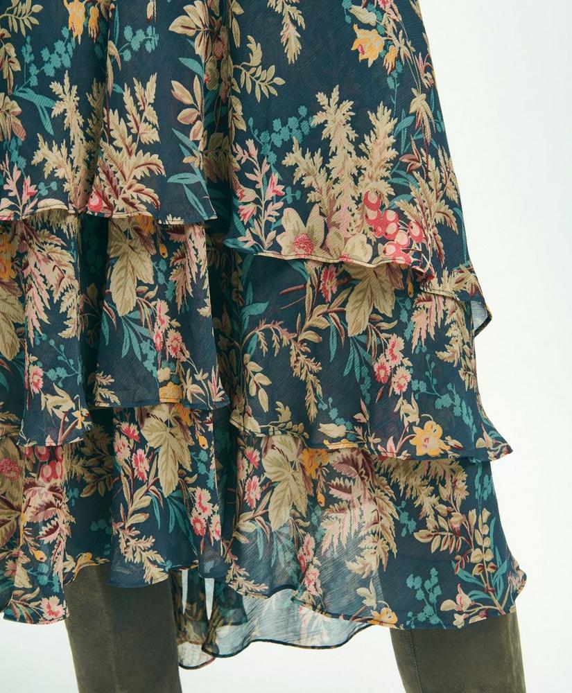 Chiffon Fern Print Tiered A-Line Skirt, image 5