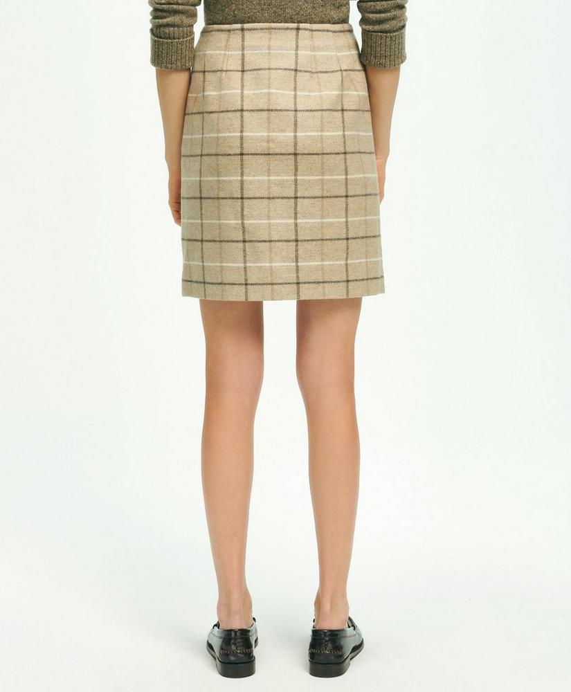 Wool Blend Windowpane Fringed Wrap Skirt, image 3