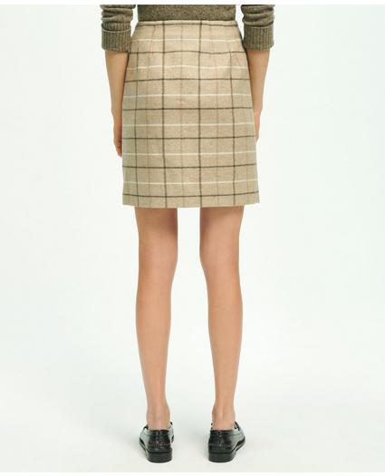 Wool Blend Windowpane Fringed Wrap Skirt, image 3