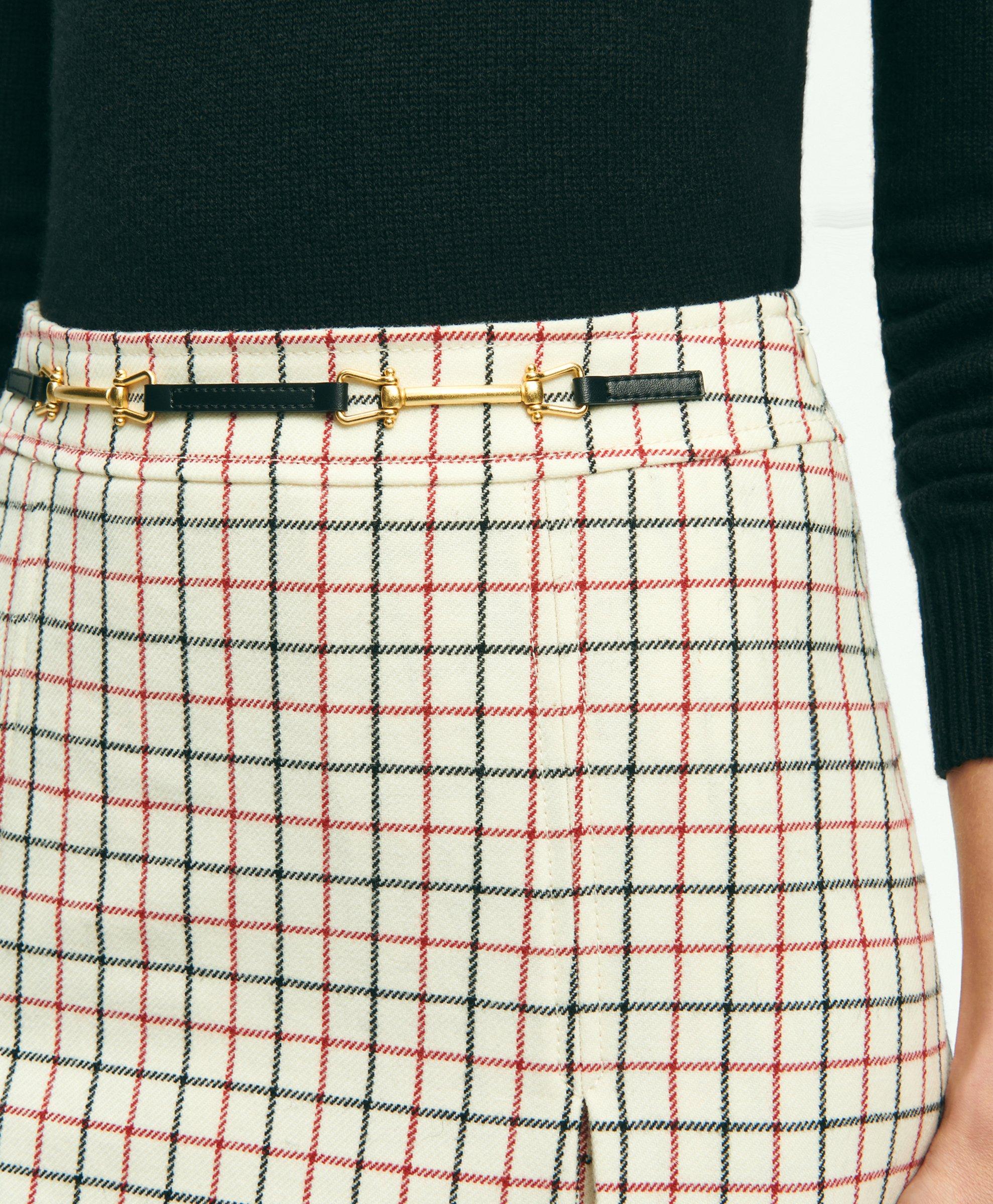 Lambswool Box Pleated Tattersall A-Line Skirt, image 6