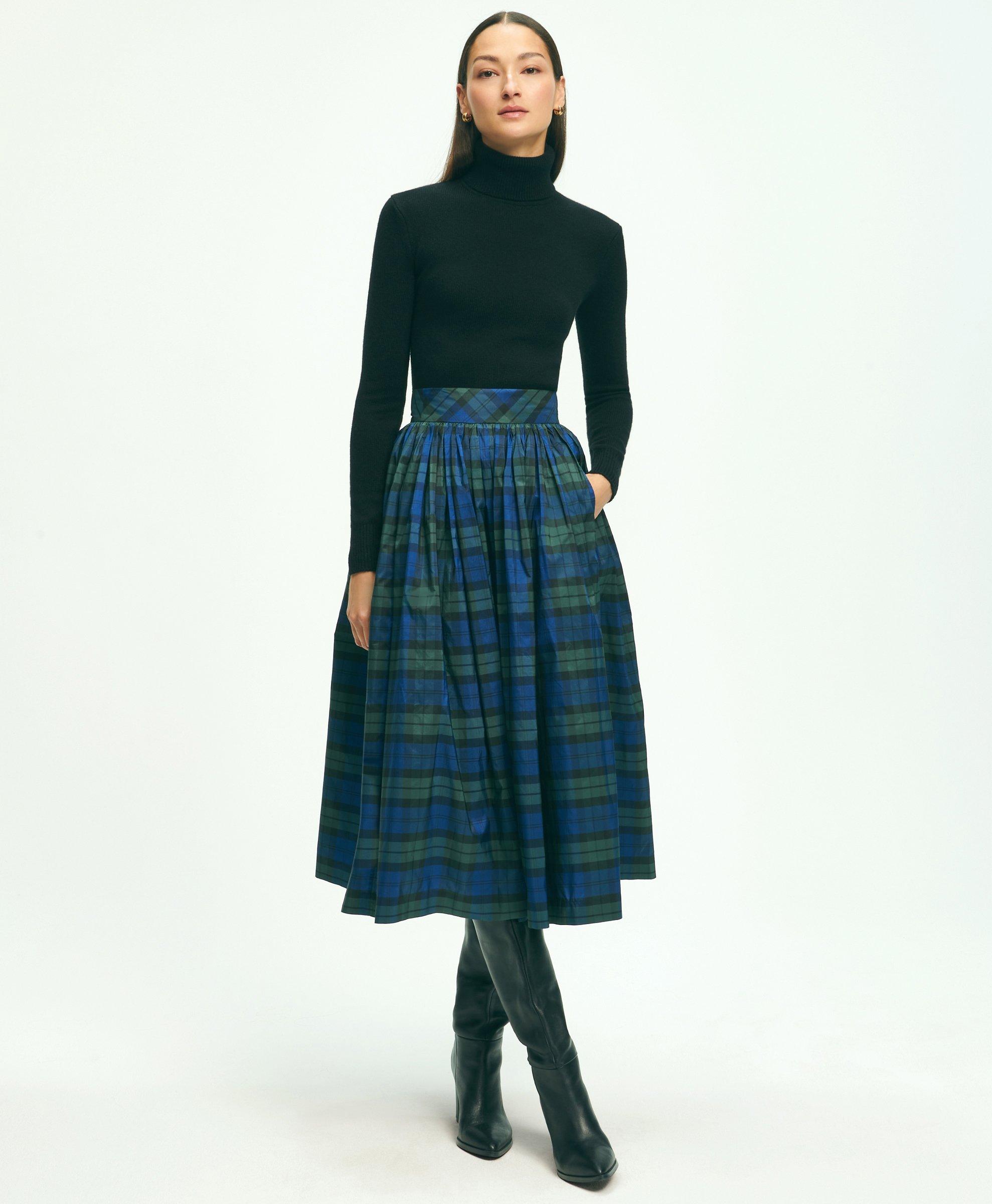 Black Cotton Twill A-Line Skirt - WOMEN Skirts