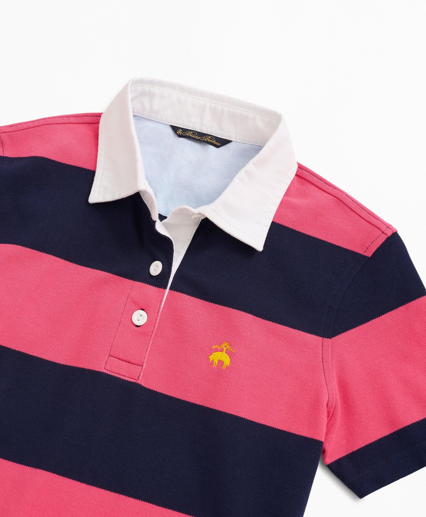 Cotton Pique Rugby Stripe Polo Shirt