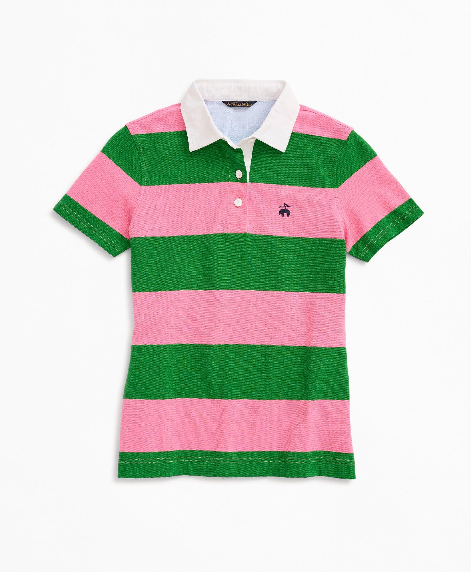 Pink and green sales striped shirt