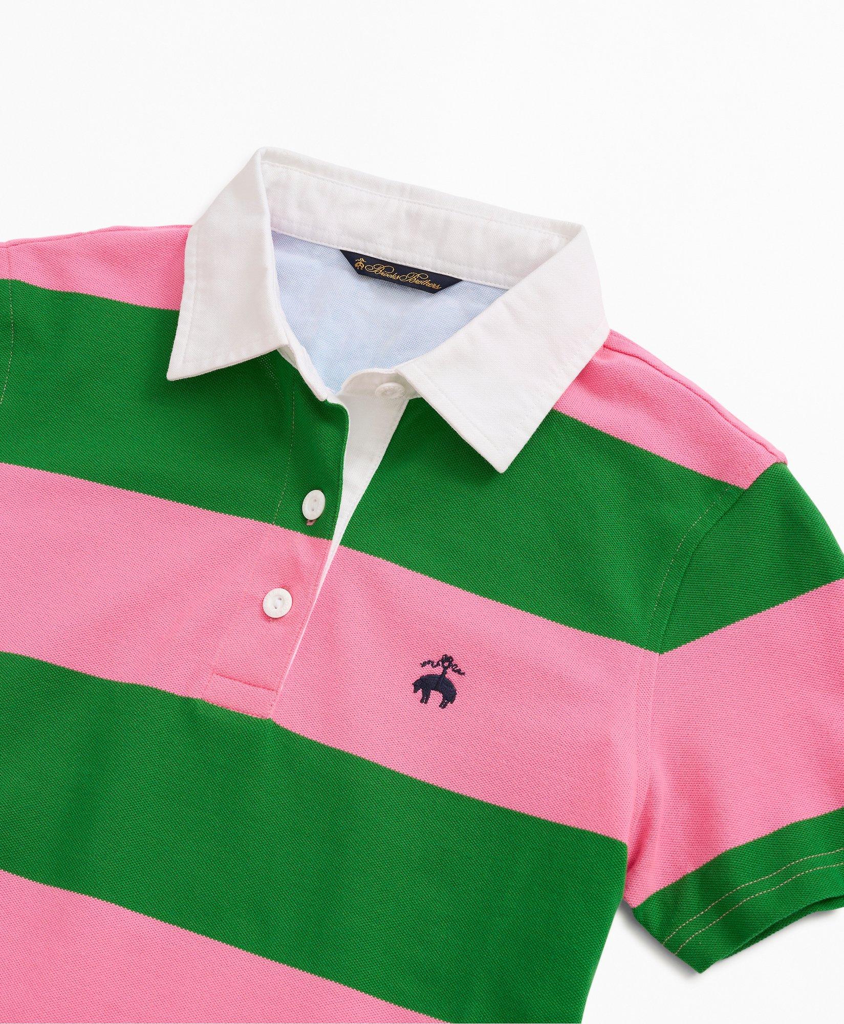 Pink and green striped sales shirt