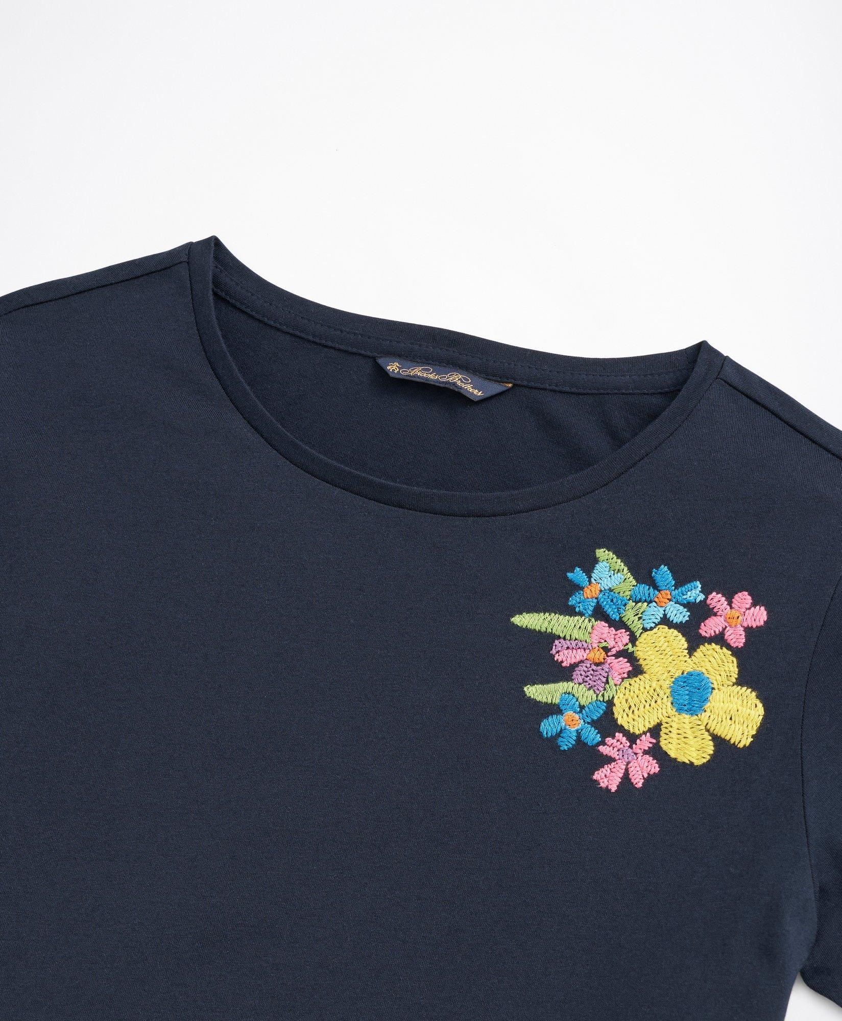 Floral-Embroidered T-Shirt