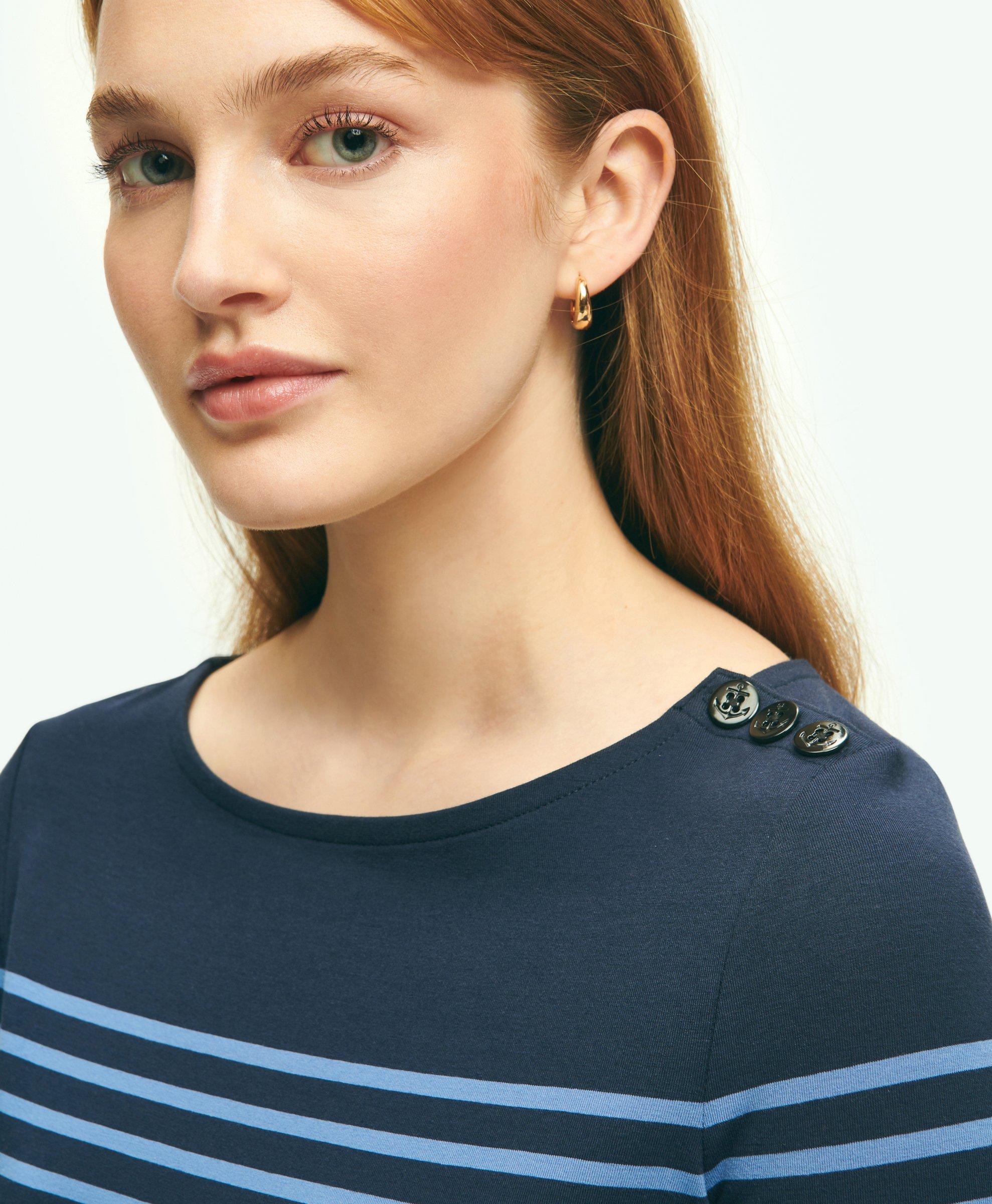 Fresh Produce Small Moonlight Blue Stripe Mariner Top $59 S
