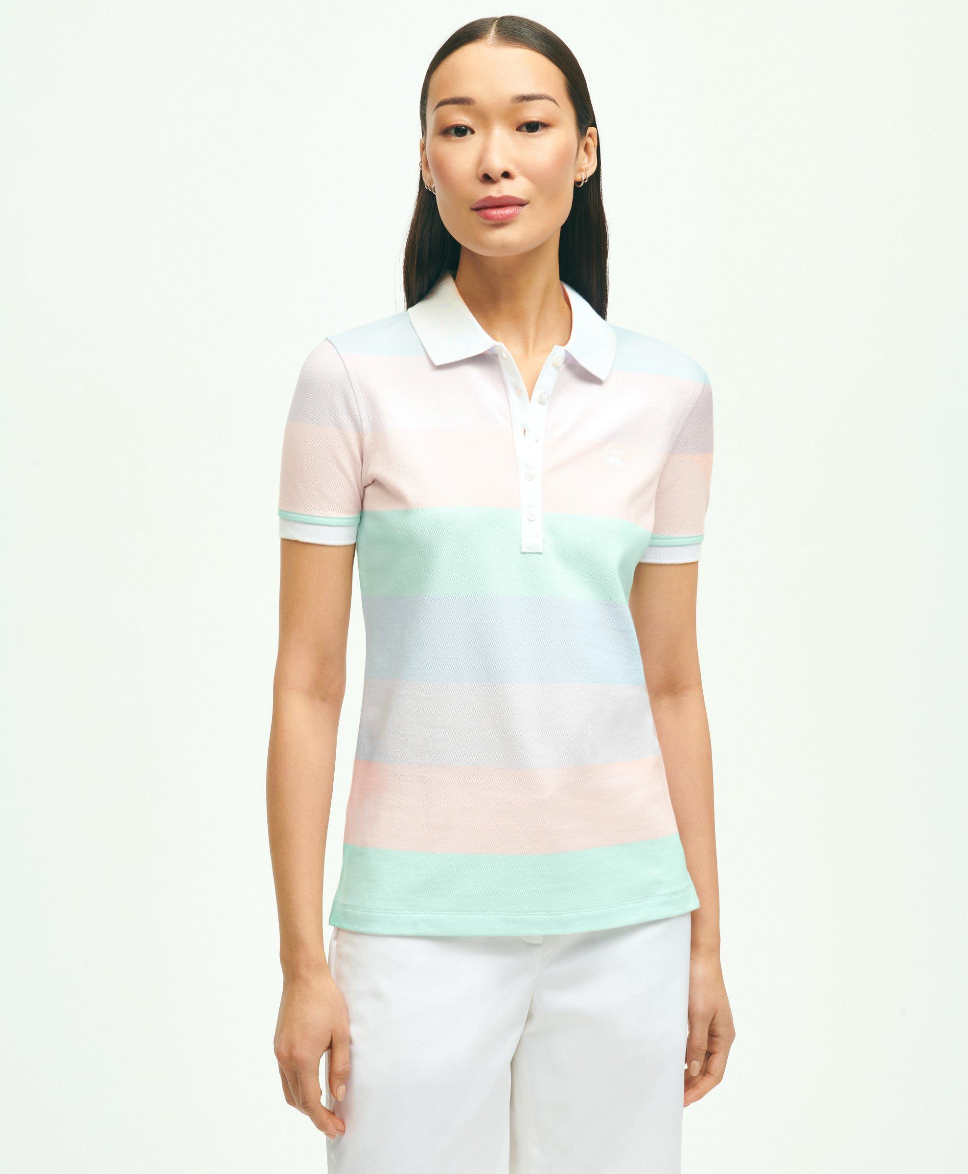 Supima® Cotton Stretch Stripe Pique Polo Shirt, image 1