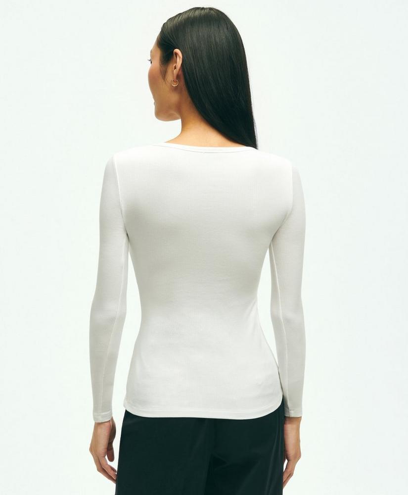 Long Sleeve Jersey Ribbed Scoop Neck Top, image 2
