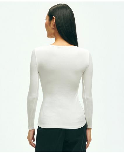 Long Sleeve Jersey Ribbed Scoop Neck Top, image 3