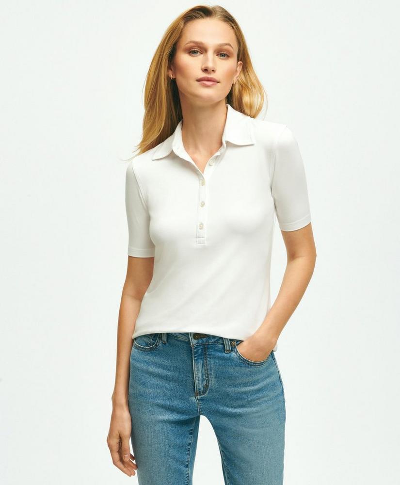 Short-Sleeve Jersey Knit Polo Shirt, image 1